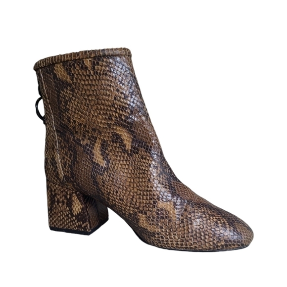 Bershka Python Chunky Heel Ankle Boots Size 36 EU 6 US - Picture 2 of 14